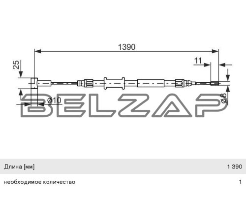 Трос стояночного тормоза PEUGEOT Boxer CITROEN Jumper FIAT Ducato (06-) левый/правый, 1987482213, BOSCH, арт. 1987482213